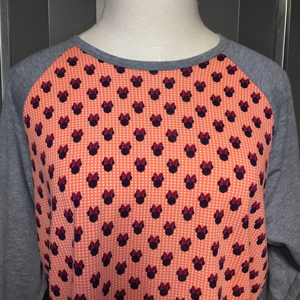 LULAROE Randy Raglan Minnie Mouse Shirt, Large - Picture 2 of 8